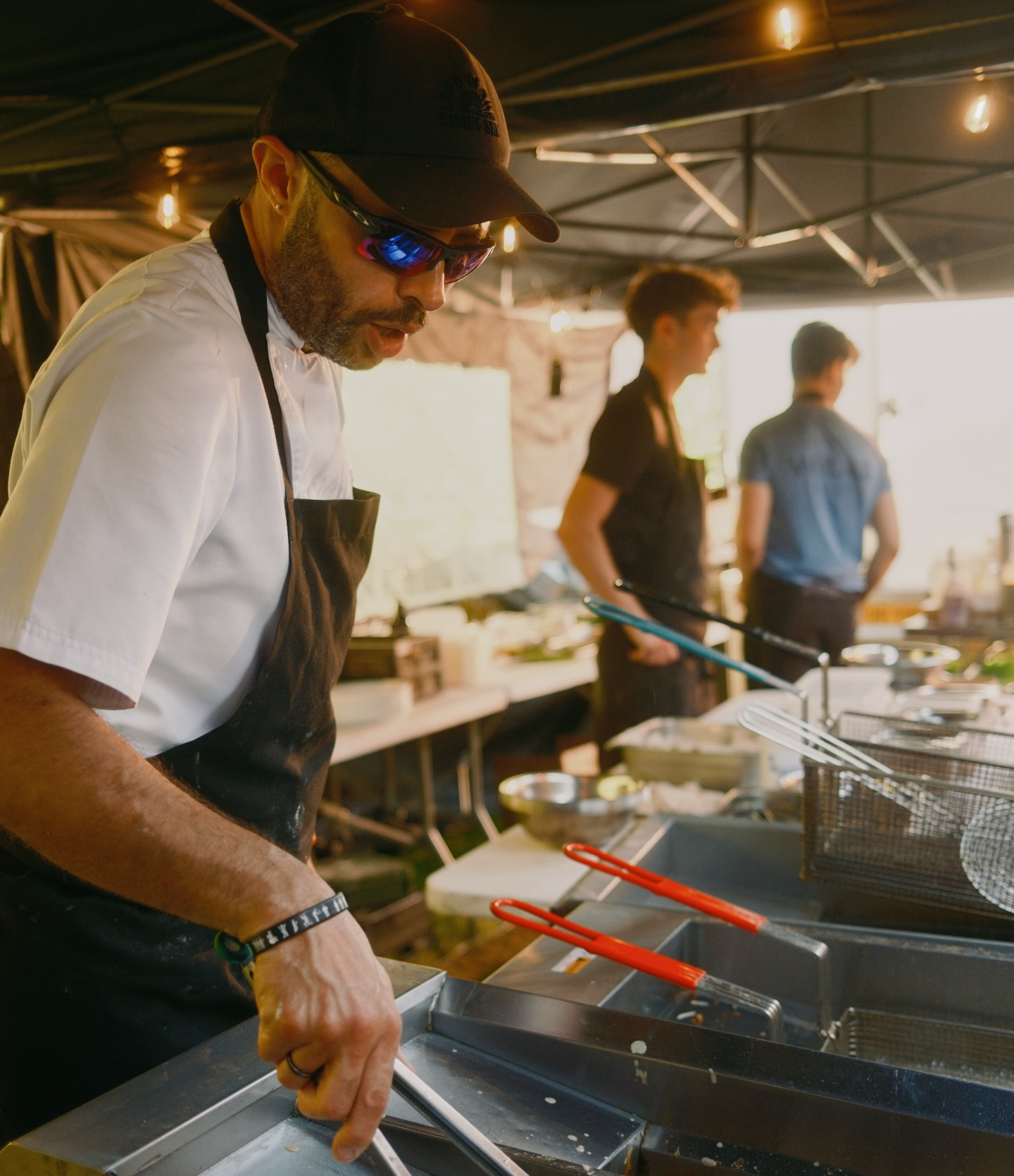 Chef working in outdoor kitchen